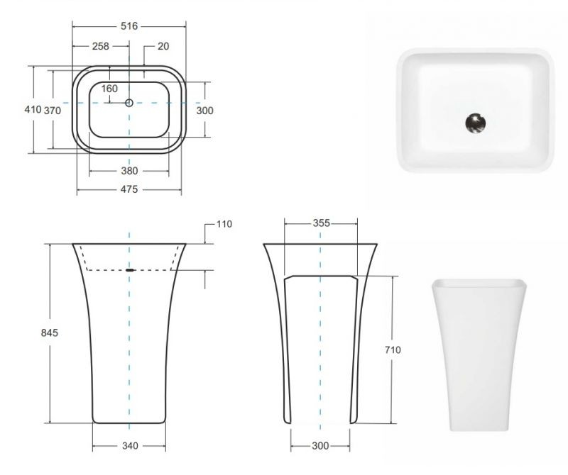 LAVOAR FREESTANDING ASSOS 40X50X85, WHITE